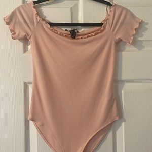 Pink Off the Shoulder Snap Closure Forever 21 Bodysuit, Never Worn! Size Small!